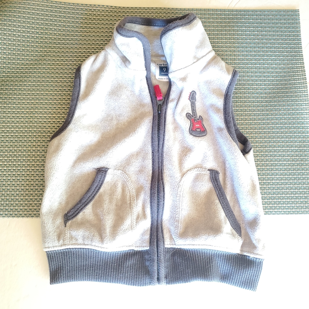 Gray Sleeveless Vest with Guitar Patch